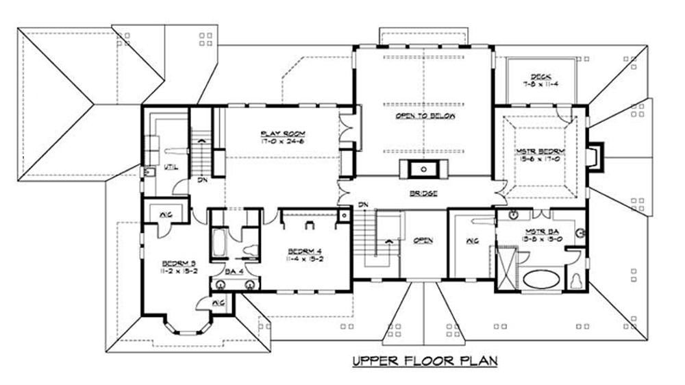 Floor Plan Second Story of Craftsman Plan #115-1247